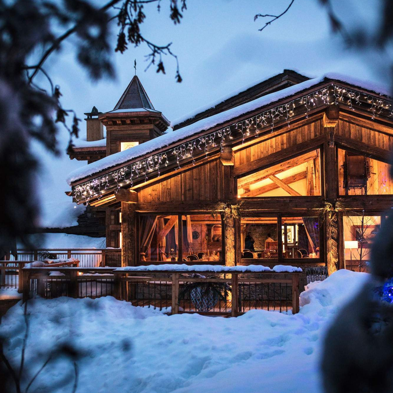 Chalet on snow